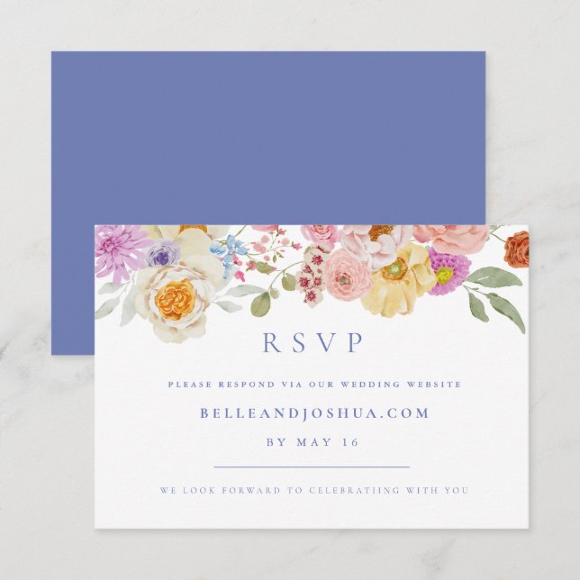 Soft Garden Florals Wedding RSVP Einladung (Vorne/Hinten)