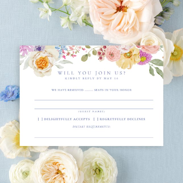 Soft Garden Florals Wedding RSVP Einladung (Von Creator hochgeladen)