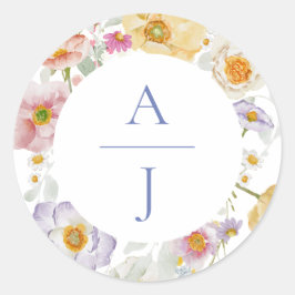 Soft Garden Florals Wedding Runder Aufkleber