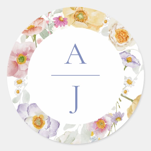 Soft Garden Florals Wedding Runder Aufkleber (Vorderseite)