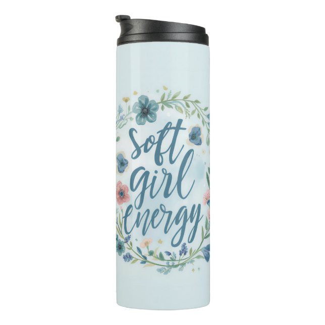 Soft Girl Energy Floral Baby Blue  Thermosbecher (Nach rechts gedreht)