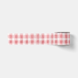 Soft Girly Pink White Plaid Stripes Birthday Satinband