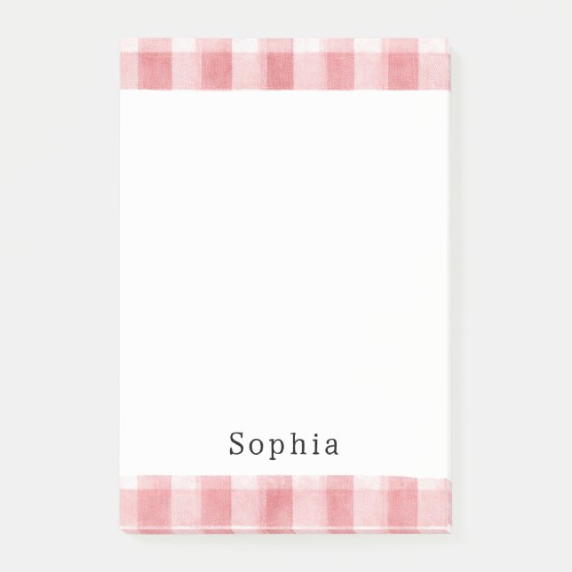 Soft Girly Pink White Plaid Stripes   Post-it Klebezettel (Vorderseite)