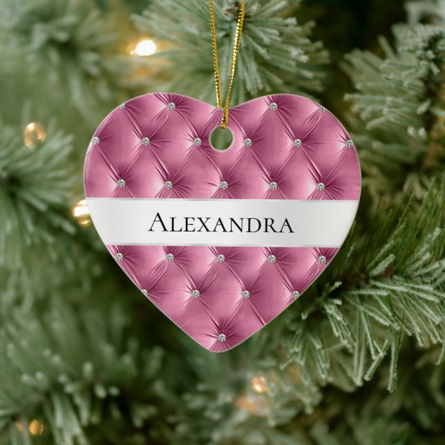 Soft Glam Pink Luxus Imitats Samt Weihnachten Keramik Ornament (Baum)