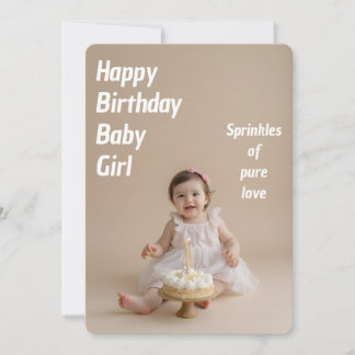 Soft Glow Birthday Card - Baby Girl Download Einladung