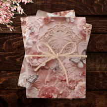 Soft Gold Baroque Blush Floral Butterfly Collage