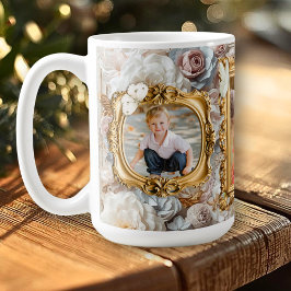 Soft Gold Baroque Floral Photo Frames Collage Kaffeetasse