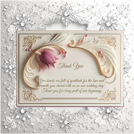 Soft Gold Baroque Grandeur with Tulip Floral Swirl Dankeskarte
