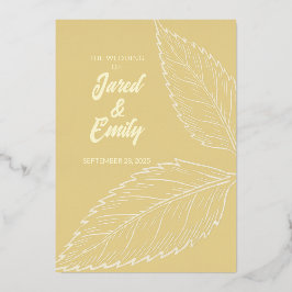 Soft Gold Blätter Hochzeitsfoil Einladung