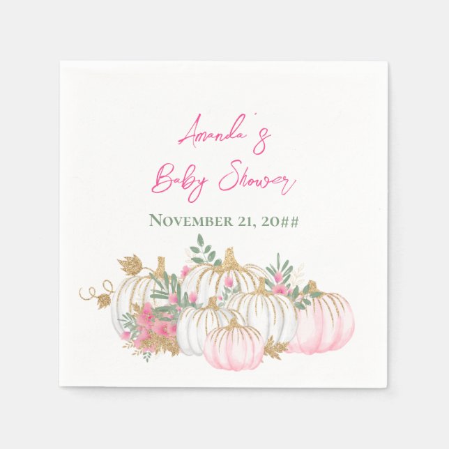 Soft Gold Blush Pink Rose Pumpkin Baby Dusche Serviette (Vorderseite)