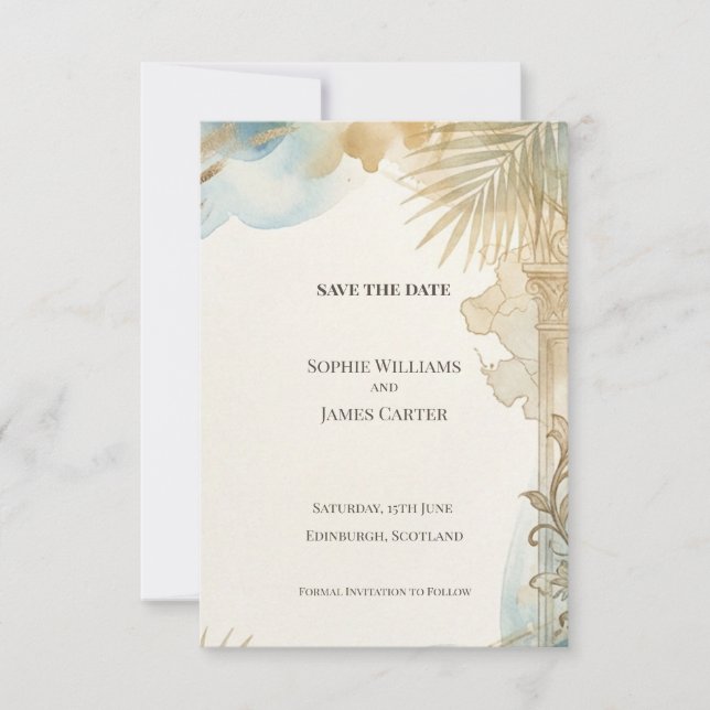 Soft-Gold-Botanik-Save-the-Date-Karte Save The Date (Vorderseite)