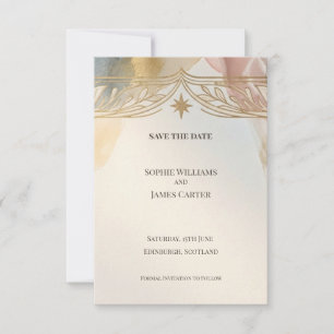 Soft Gold Floral Save The Date