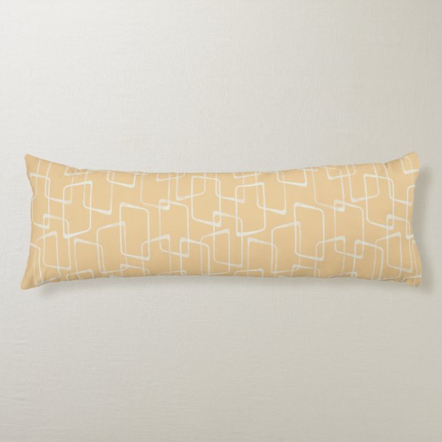 Soft Gold Retro Lino Geometrisches Muster Seitenschläferkissen (Vorderseite)