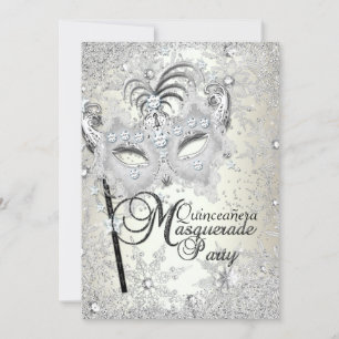 Soft Gold Snowflake Masquera Quinceanera Einladung