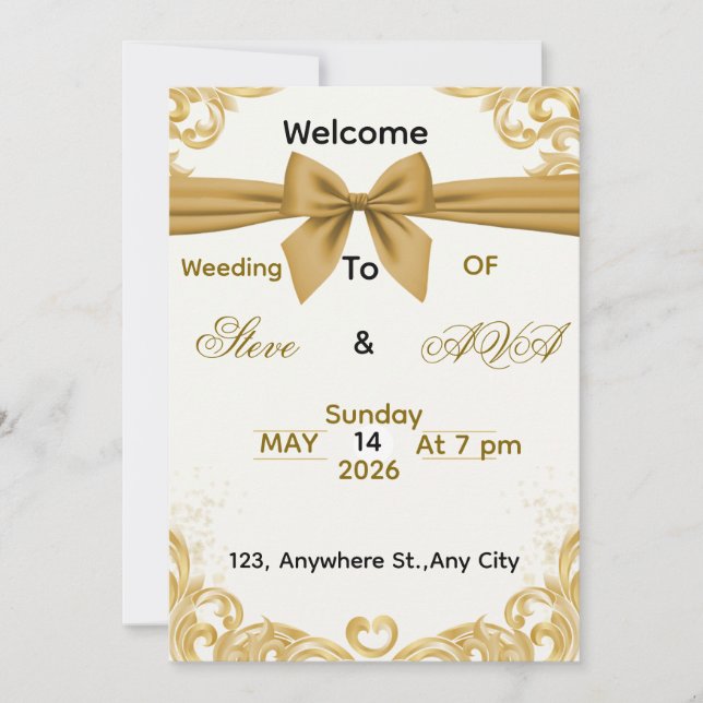Soft Gold Wedding Invitation – Minimal Elegant Des (Devant)