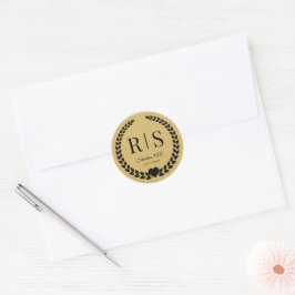 Soft Gold Wedding Monogram Initials Runder Aufkleber
