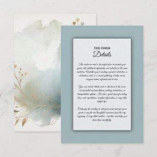 Soft Golden Dusty Blue Romance Wedding Begleitkarte