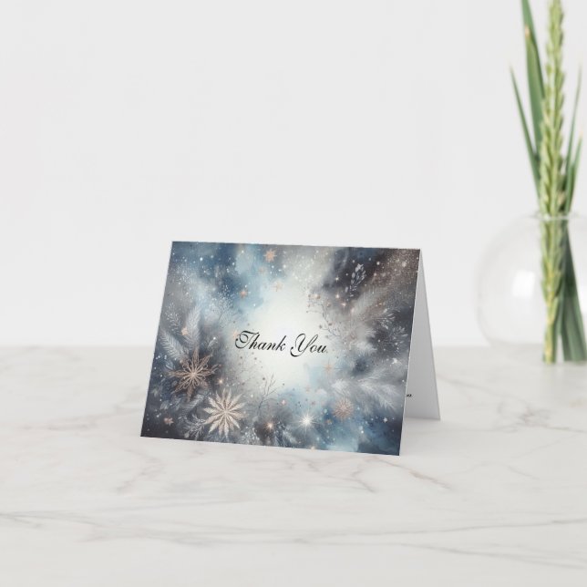 Soft Golden Dusty Blue Romance Wedding Dankeskarte (Vorderseite)