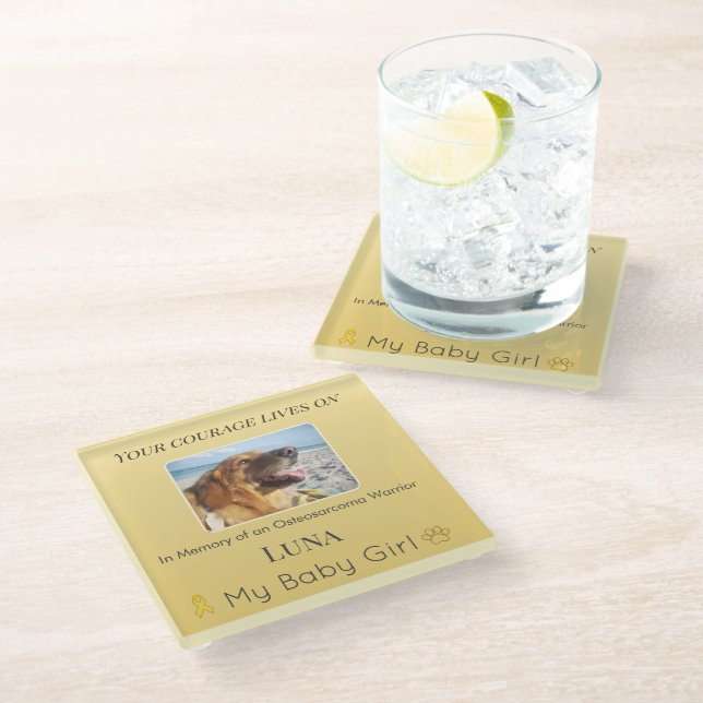 Soft Golden Osteosarcoma Pet Keepsake Glasuntersetzer (Schrägansicht)