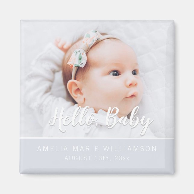 Soft Gray Simple Contemporary Hello Baby Magnet (Vorne)