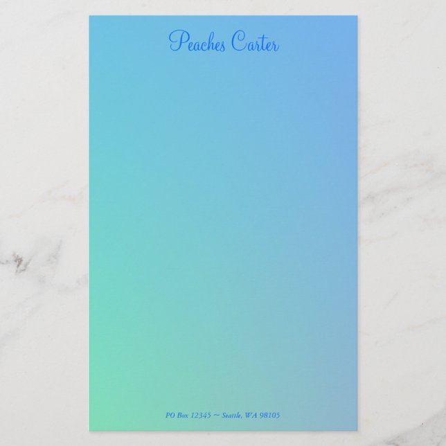 Soft Green Aqua Blue Ombre Briefpapier (Vorderseite)