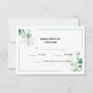 Soft Green Elegantus Eucalyptus Twigs Wedding RSVP