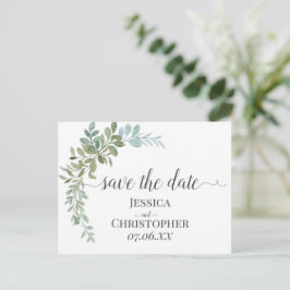 Soft Green Eucalyptus Watercolor Rustic Wedding Ankündigungspostkarte