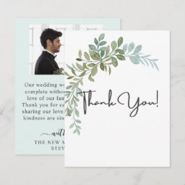Soft Green Eucalyptus Watercolor Rustic Wedding Dankeskarte