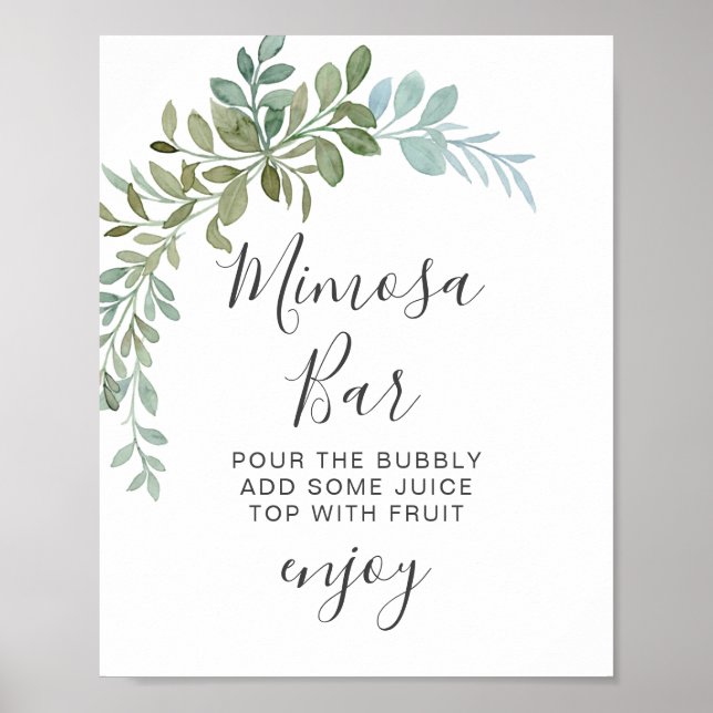 Soft Green Eucalyptus Watercolor Rustic Wedding Poster (Vorne)