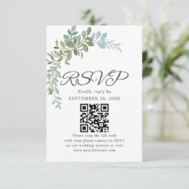 Soft Green Eucalyptus Watercolor Rustic Wedding RSVP Karte