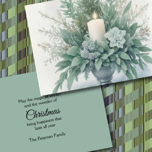 Soft Green Tones Weihnachtskerze Feiertagskarte