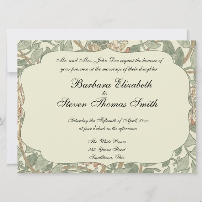 Soft Green Vintag William Morris Honeysuckle Einladung (Vorderseite)