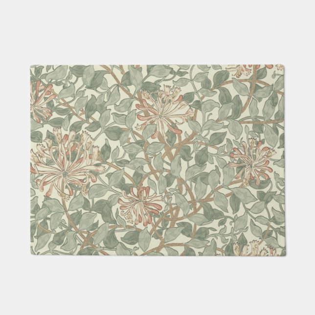 Soft Green Vintag William Morris Honeysuckle Fußmatte (Vorderseite)