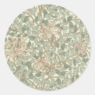 Soft Green Vintag William Morris Honeysuckle Runder Aufkleber