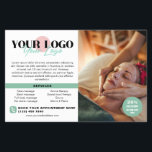 Soft Green Your Logo Fotos QR Wellness-Center Salo Flyer<br><div class="desc">Marketing Flyer für mit weichen grünen Details für einen Wellness-Center, Salon, Massagetherapeut oder mehr mit Ihren Fotos, Logo und QR-Code. Fügen Sie Ihren Text, Ihre Dienstleistungen, ein Rabattangebot, Kontaktinformationen, Adresse, Öffnungszeiten, eine Liste über Text, soziale Medien und mehr hinzu. Promotional Wellness-Center Flyer personalisiert mit Text, Logo, Fotos und QR-Code, um...</div>