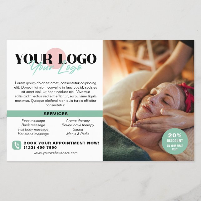 Soft Green Your Logo Fotos QR Wellness-Center Salo Flyer (Vorne)