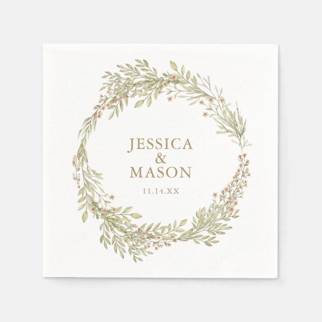 Soft Greenerity Wedding Napkin Cocktail Napkin Serviette (Vorderseite)