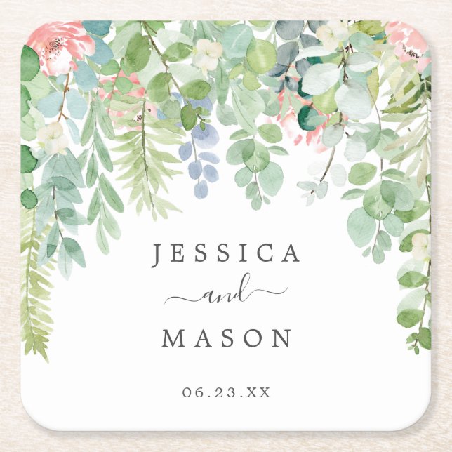 Soft Greenerity Wedding Untersetzer (Vorderseite)