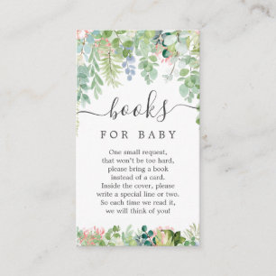 Soft Greenery Book Request Baby Shower Card Begleitkarte