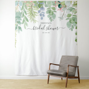 Soft Greenery Brautparty Hintergrund Foto Booth Wandteppich