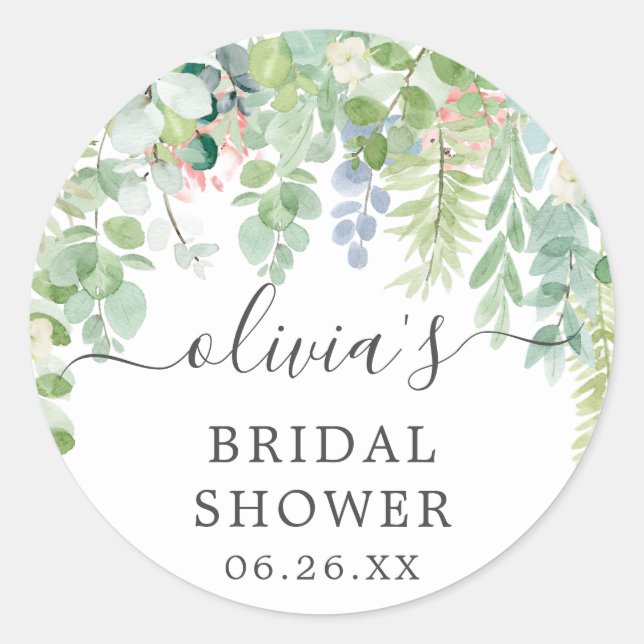 Soft Greenery Envelope Favor Stickers (Vorderseite)