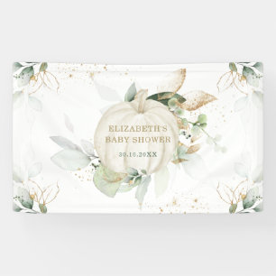 Soft Greenery Gold Pumpkin Fall Babydusche Party Banner
