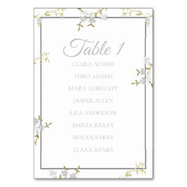 Soft Grey Floral Elegant Wedding Seating Chart Tischnummer
