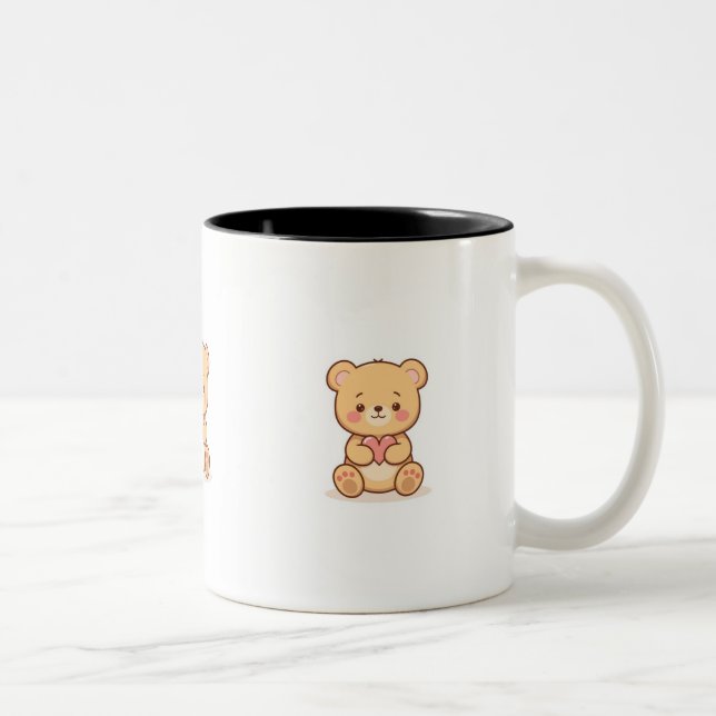 Soft Heart Big Love Cute Teddy Bear Mugs  (Droit)