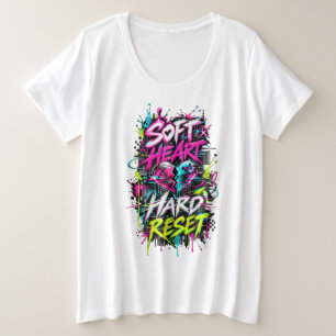 Soft Heart Hard Reset Neon Glitch Graffiti Große Größe T-Shirt