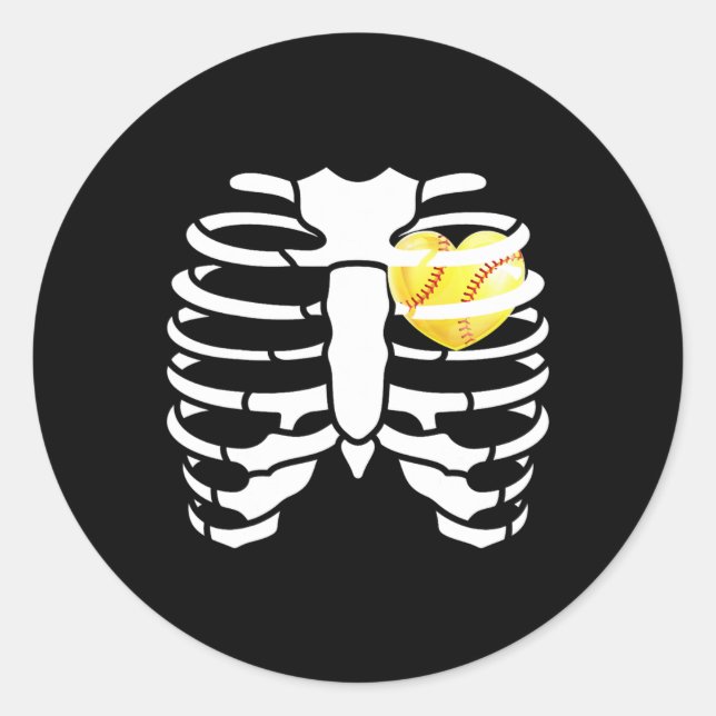 Soft Heart Inside Ribs Skelett Halloween Costum Runder Aufkleber (Vorderseite)