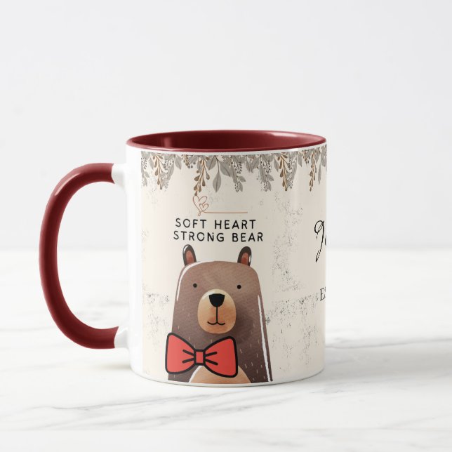 Soft Heart Strong mama bear Art Tasse (Links)