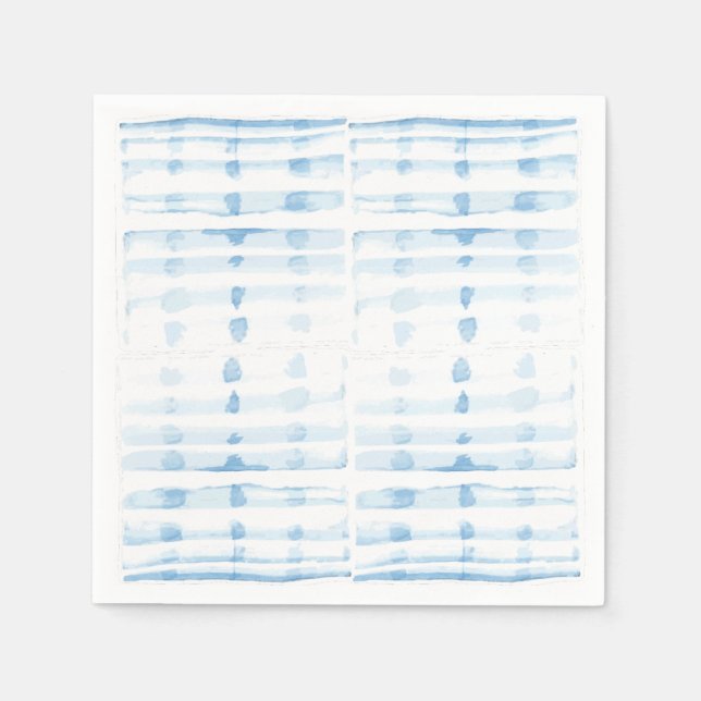Soft Indigo blaue Linien auf Aquarellfarben Serviette (Vorderseite)