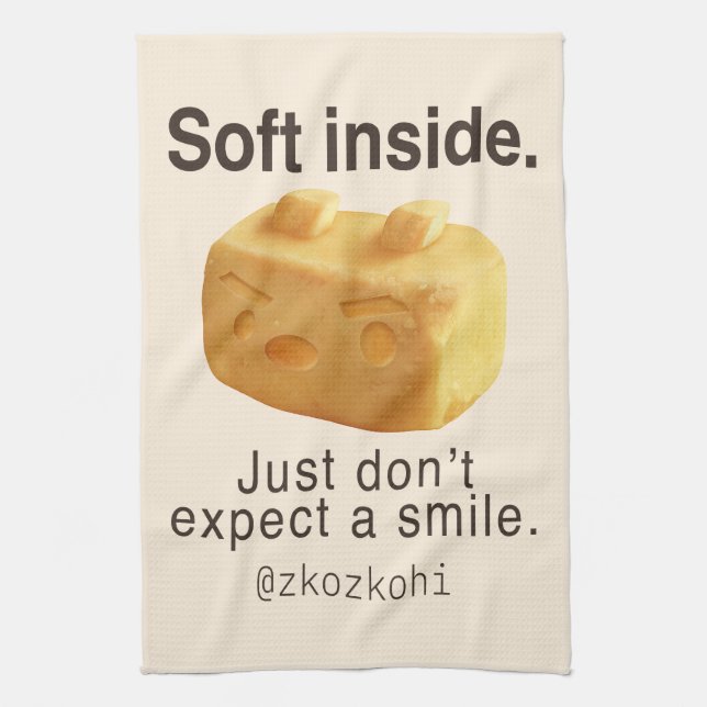 Soft Inside: Iron T Pineapple Cake Funny Quote Art Geschirrtuch (Vertikal)