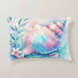 Soft Iridescent Pastel Hues Conch Seashell Dekokissen